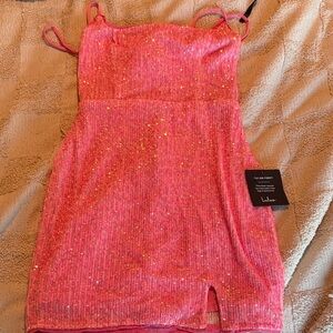 Lulu's Shimmering Pink Sequin Dress